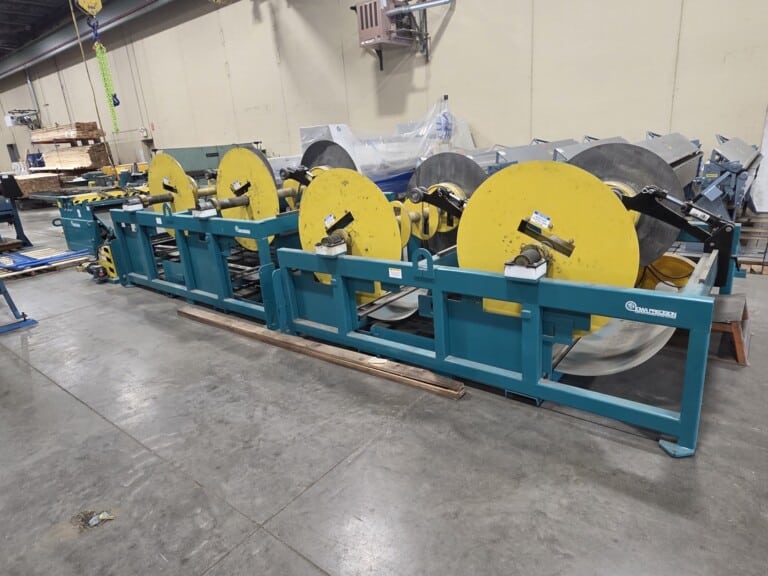 Used Iowa Precision Model PLCF6016 s/n PLCF220412006 w/ 4 drop-in uncoilers Model GFD4S6012KLPHM s/n UC220412003 4 station auto select model CS4S-60