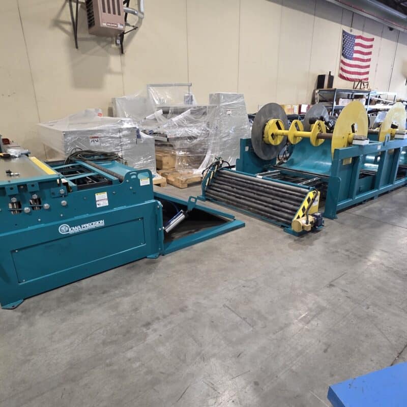 Used Iowa Precision Plasma Laser Coil Feed Year 2022 Model PLCF6016 s/n PLCF220412006 w/ 4 drop-in uncoilers Model GFD4S6012KLPHM s/n UC220412003 4 station auto select model CS4S-60