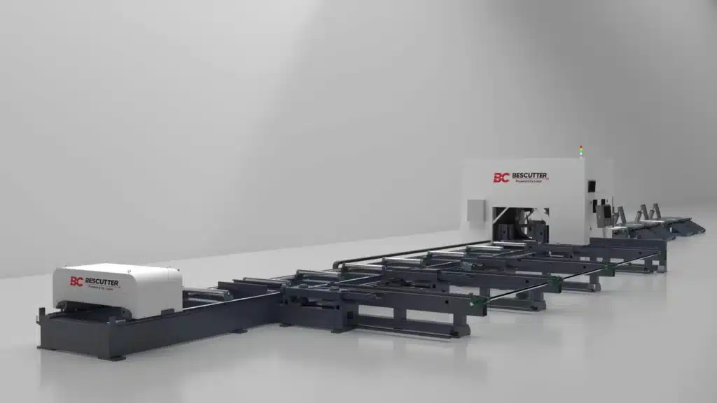 Titan Orbit Fiber Laser Tube Cutter for I-Beam, Round and Square Structural Steel. Cutting Head 360° Rotation & ±45° Bevel Cutting