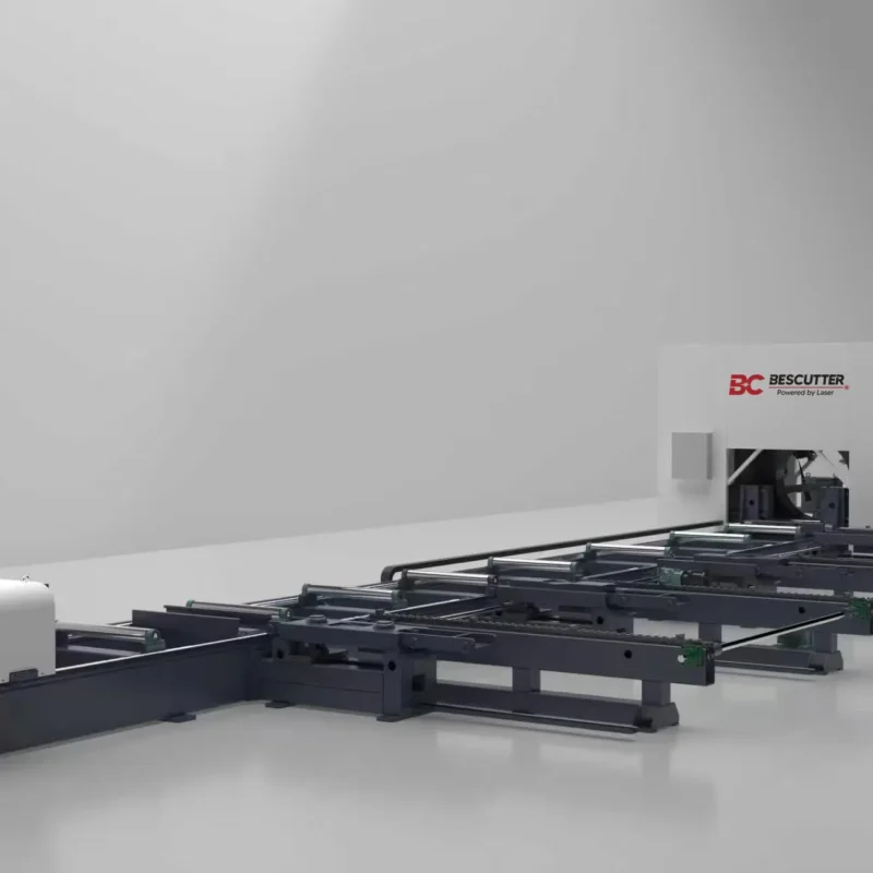 Titan Orbit Fiber Laser Tube Cutter for I-Beam, Round and Square Structural Steel. Cutting Head 360° Rotation & ±45° Bevel Cutting
